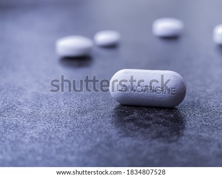 Lamotrigine tablet pill anticonvulsant medication used to treat epilepsy and prevent depressive episodes in bipolar disorder. Therapy for seizures Stock photo © 