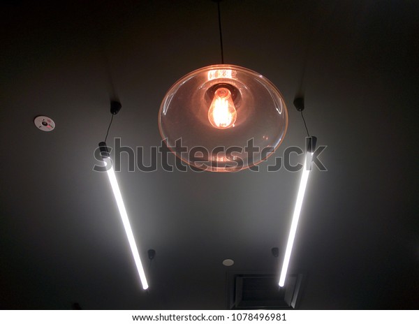 Lamp Ceiling Light Bars Glowing Technology Objects Stock Image