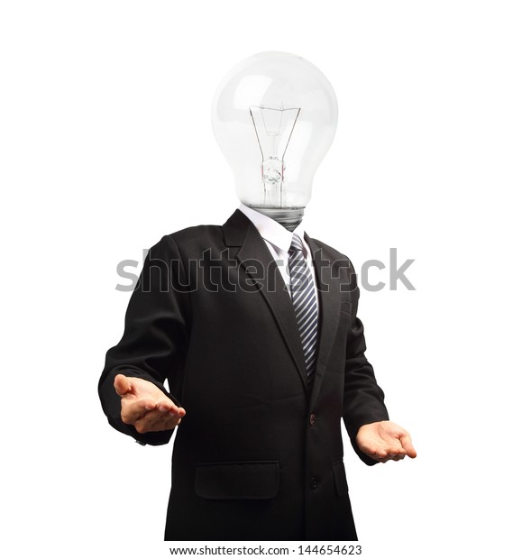 Lamp Head Businessman Hand Outstretched Forward Stock Photo Edit Now