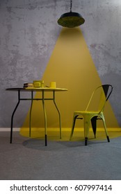 lamp lights on chair and table, art concept