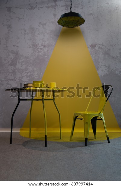 Lamp Lights On Chair Table Art Stock Photo Edit Now 607997414