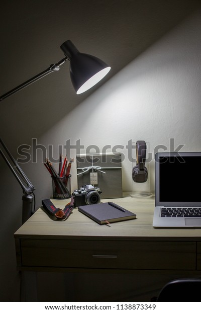 Lamp Office Desk Accessories Include Laptop Stock Photo Edit Now