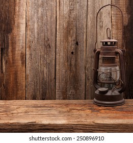 Lamp Oil Lantern Retro Barn Wooden Background