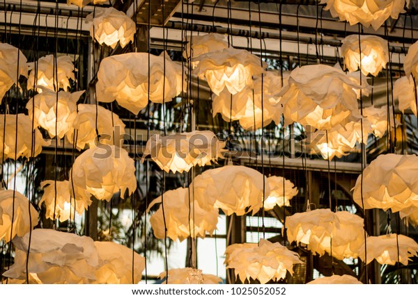 lamp paper flower shape decoration hanging stock photo edit paper flower lamp