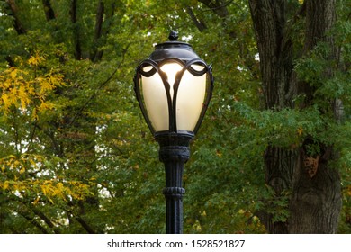 A Lamp Post In Central Park, New York City, Manhattan.