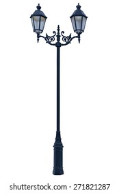  Lamp Post. Decorative Street  Lamp-post. Isolated On White Background.