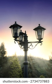 lamp post dramatic backlighting sunset