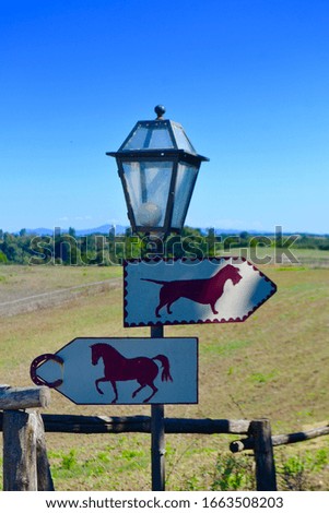 Lamp post with indication dogs and horses