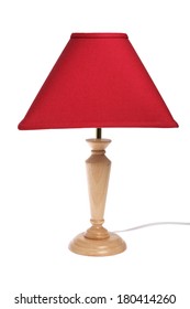 Lamp With Red Shade 