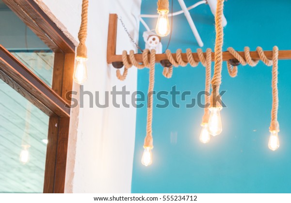 Lamp Tied Ropes Hanging On Ceiling Stock Photo Edit Now