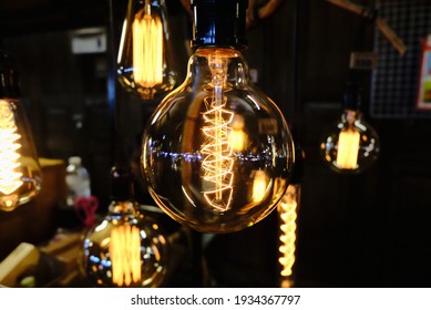 Lamp With Tungsten Filament Bulb Hanging