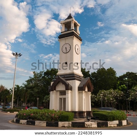 Lampang city clock tower in central city. Lampang Clock tower intersection. Thailand 