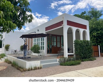 Lampang, Thailand - September 10, 2021: Architecture And Exterior Vintage Design Of Local Coffee Shop In Lampang.