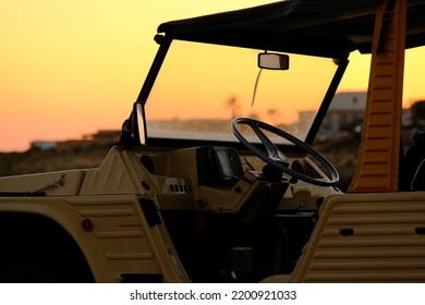 LAMPEDUSA, SICILY, ITALY, CIRCA AUGUST, A Family On A Citroen Mehari, A Typical Beach Car In The Island Of Lampedusa On 2022.