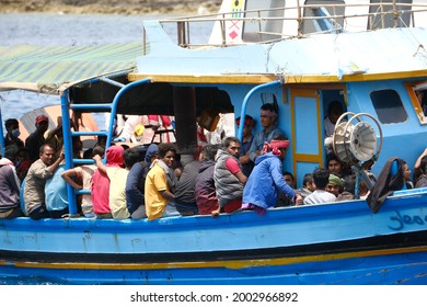 LAMPEDUSA, SICILY, JULY 2, About 188 Migrants Arrive In The Island After Cross The Mediterranean Sea On 2021