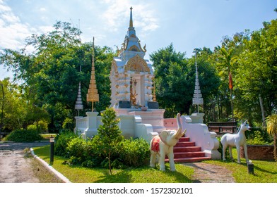Lamphun, Thailand - November 24, 2019 : The Brahma Shrine At Suksatan Na Lamphun, Mueang Lamphun, Thailand.