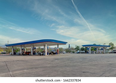 Lamphun,Thailand, MAR 01,2020 : PTT Station,Gas Station PTT is the most popular in Thailand. Because in addition to providing oil There are also 7-11 convenience stores and coffee shops like Café.