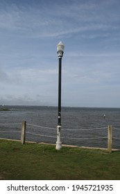 Lamppost In The Park Overlooking The  The Cooper River