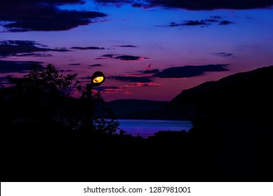 Lamppost at sunset