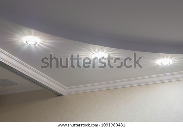 Lamps On Ceiling Plasterboard Stock Photo Edit Now 1091980481