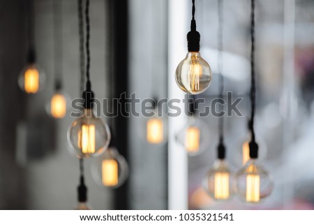 Lamps on the coffee place with blur background