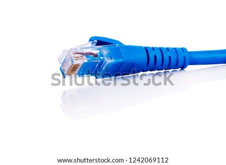 LAN network connection Ethernet RJ45 cable isolated on white background