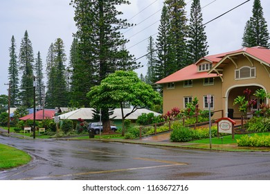 LANAI, HAWAII -31 MAR 2018- View Of A Building In The Center Of Lanai City, Former Home Of The Dole Plantation On The Island Of Lanai, HI. 