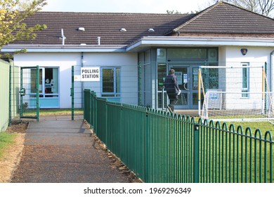 Lancashire, UK, 06-05-2021: School Being Used As Polling Station With Rear View Of A Man About To Enter The Building