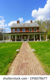 Lancaster, PA, USA - April 18, 2021: Edward Hand, adjutant general to George Washington during the American Revolutionary War built the Georgian-style brick mansion near the Conestoga River in 1794.