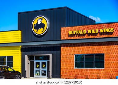 Lancaster, PA, USA - March 5, 2018: Buffalo Wild Wings Is An American Casual Dining Restaurant And Sports Bar Franchise With Over 1,200 Locations.