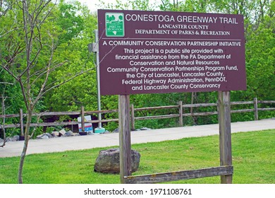 Lancaster, Pa. USA May 8, 2021 The Conestoga Greenway Trail is part of the Lancaster County Parks system and runs right through the city of Lancaster, Pa.