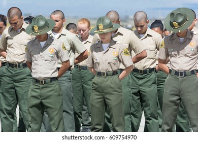 Lancaster, USA - March 25, 2017: Los Angeles County Sheriffs Explorers On Display During Los Angeles County Air Show At The William J Fox Airfield.