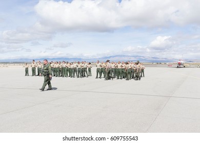 Lancaster, USA - March 25, 2017: Los Angeles County Sheriffs Explorers On Display During Los Angeles County Air Show At The William J Fox Airfield.