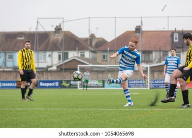 Lancing, England; 25th March 2018; Action Shots, Sunday League Amatur Football Match Between Hillside Rangers FC And AFC Beavers FC. Player Shooting