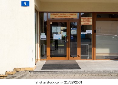 Lancut, Subcarpathian, Poland - 29 April 2022:  Clinical Ward Of Psychiatry For Children And Adolescents At The Hospital In Łańcut. Mental Health Clinic For Children, Adolescents, And Their Families.