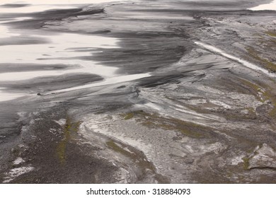 A Land Of Ash. Hundreds Of Square Miles Covered With Lifeless Ash. Ash Waste Is Produced By Burned Coal In A Power Plant.