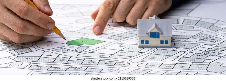 Land Development Map. Developer With Project Plot