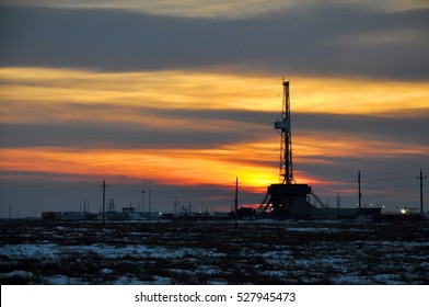 The Land Drilling Rig in sunset light