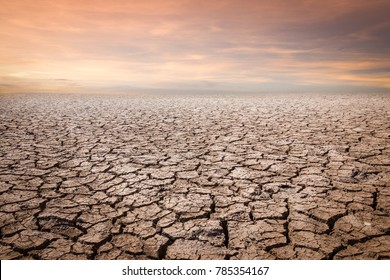 Land with dry and cracked ground. Desert,Global warming background