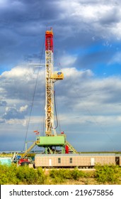 Land Oil Drilling Rig On Oilfield In Texas.