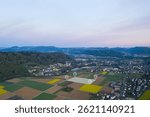 Land plot in aerial view. Gps registration survey of property, real estate for map with location, area. Concept for residential construction, development. Also home or house for sale, buy, investment.