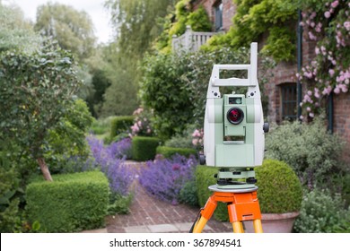 Land Surveyors Theodolite in an English country garden