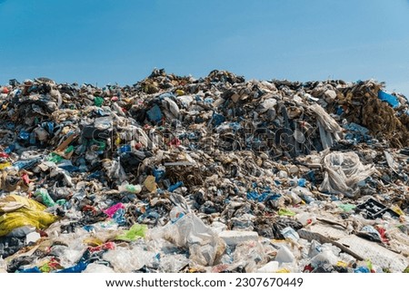 Landfill outside the city. Pollution concept.
