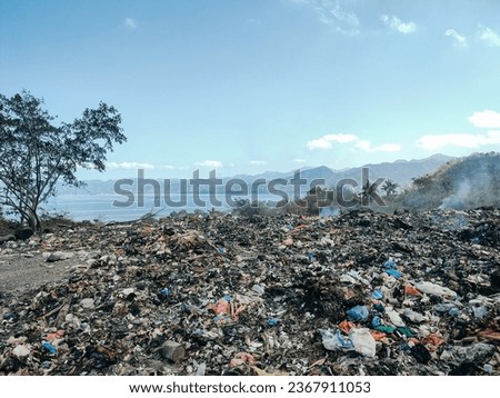 Landfill for various types of waste throughout Ende City, Flores, burning of waste, air pollution, strewn waste, environmental pollution from landfills
