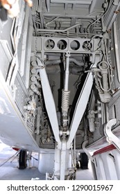 Landing Gear Undercarriage On A Military Aircraft On Board The USS Yorktown In Charleston South Carolina