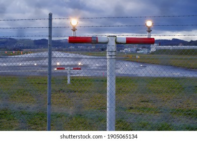 Landing Lights At Military Airport Of Swiss Air Force At Payerne, Switzerland.