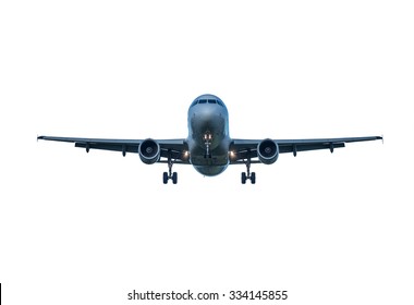 Landing Passenger Plane Isolated On White Background.