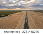 Landing strip next to Highway 5 in Central Valley of California. 