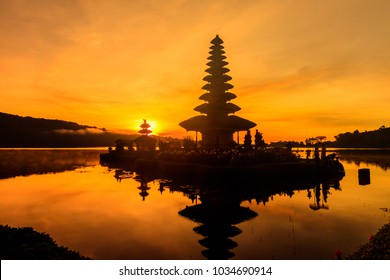 Landmark Of Bali  Pura Ulun Danu Bratan Temple  Beratan Lake In Bali Indonesia