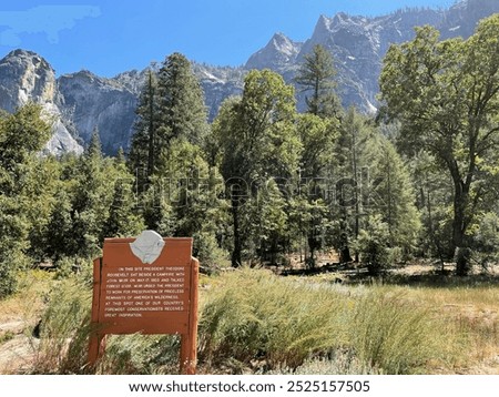 Landmark historic sign, Yosemite Valley, Yosemite National Park, California USA